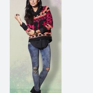 Roxy Aztec Sweater Small | Colorful Cozy Knit Pullover | Boho Cabincore